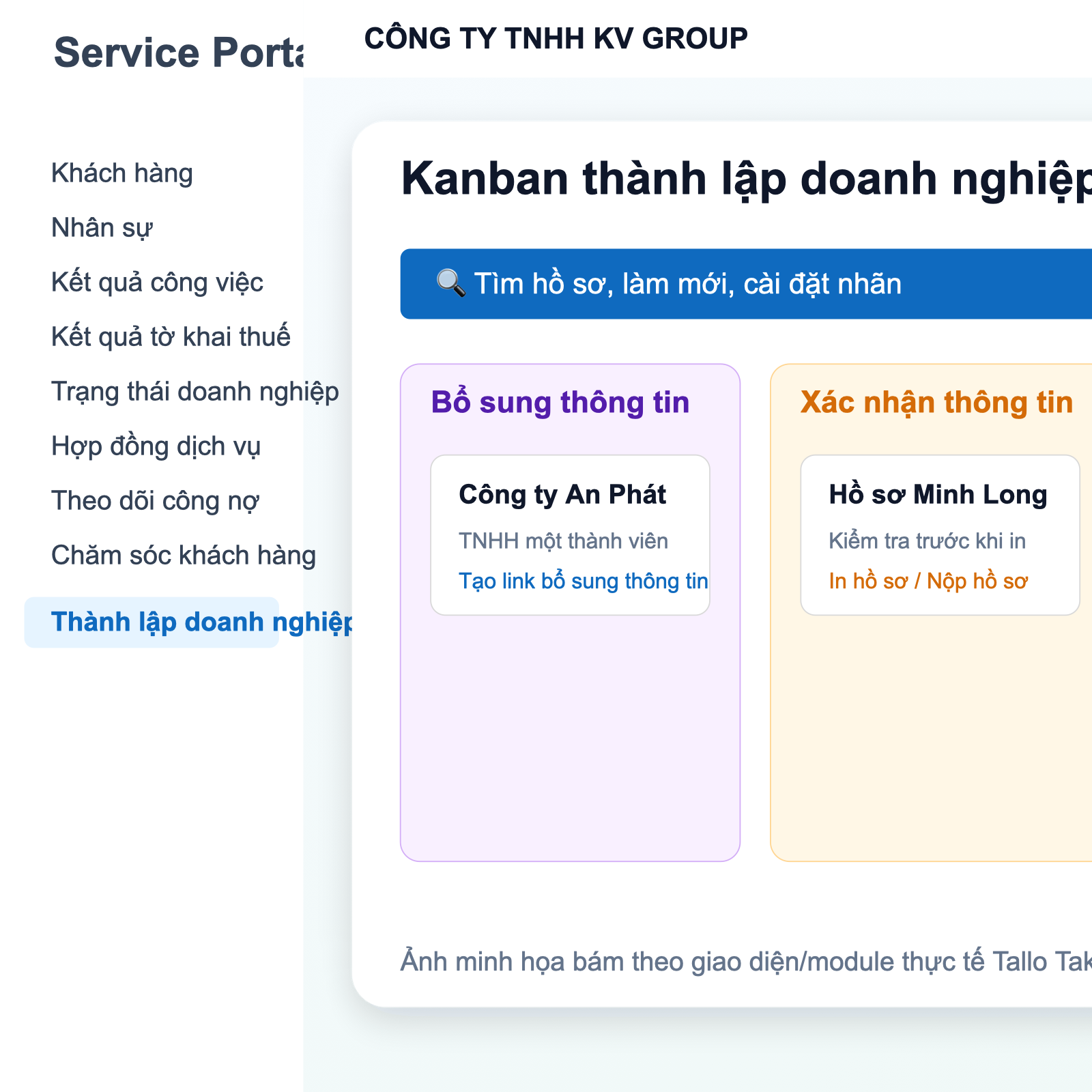 Quản lý hồ sơ thành lập doanh nghiệp với Tallo Taka cho công ty dịch vụ kế toán